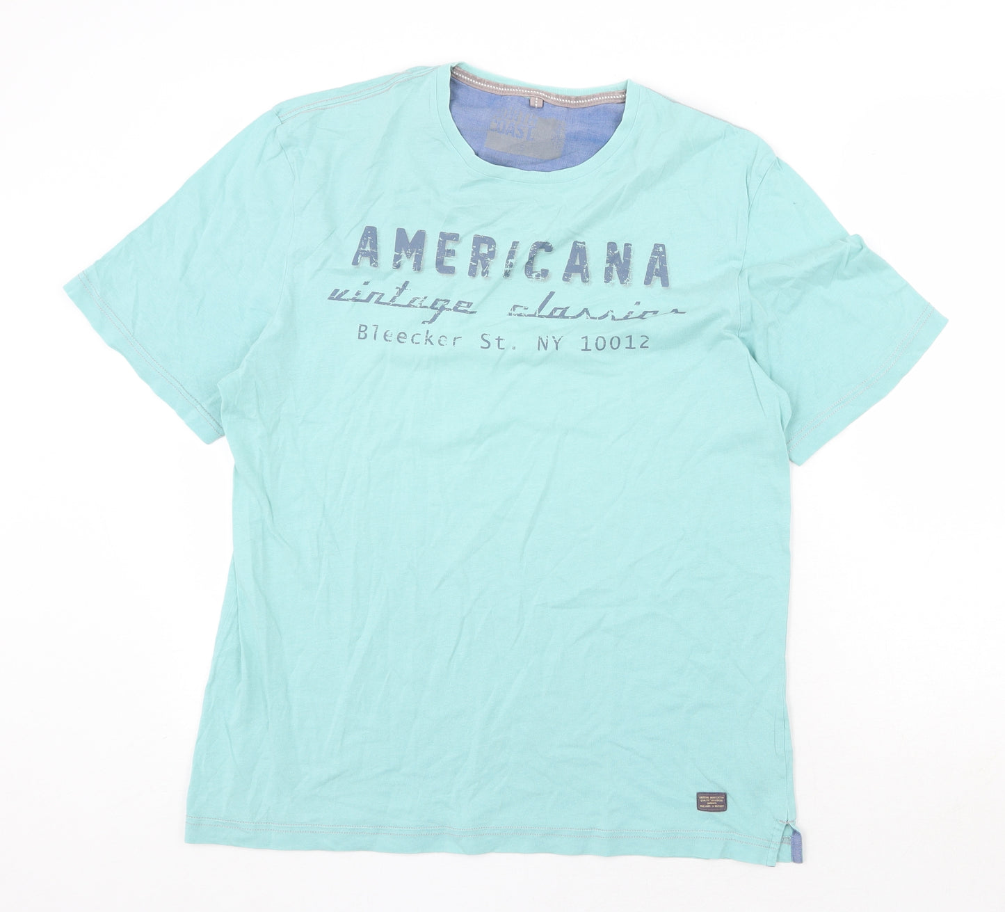 North Coast Mens Green Cotton T-Shirt Size S Round Neck