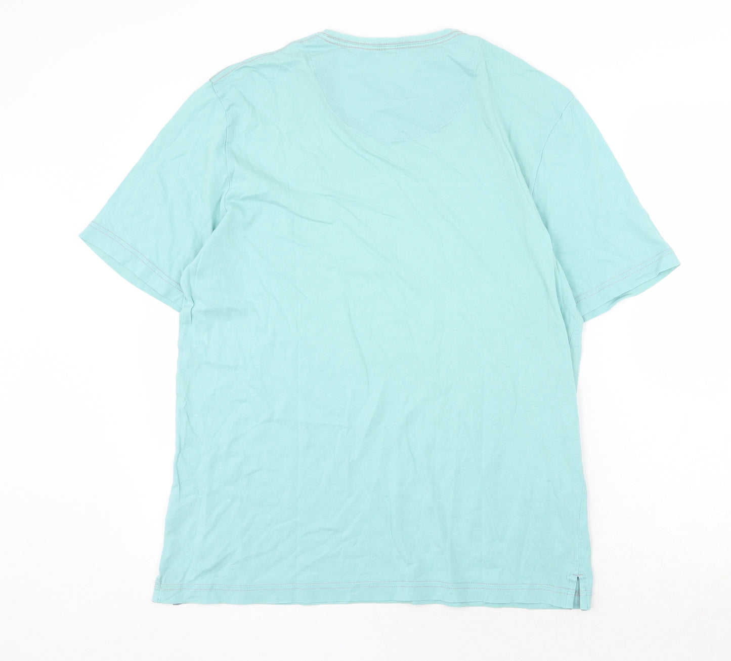 North Coast Mens Green Cotton T-Shirt Size S Round Neck