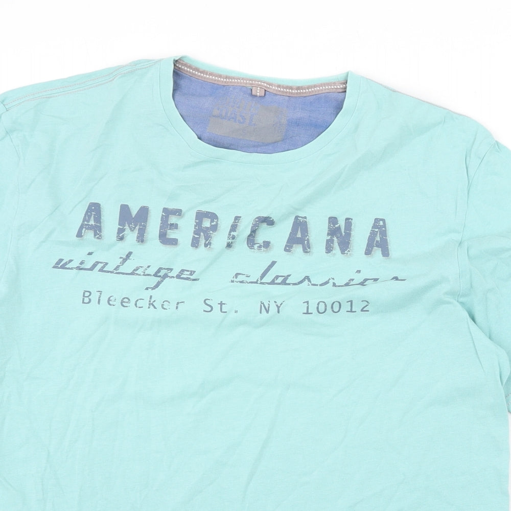 North Coast Mens Green Cotton T-Shirt Size S Round Neck