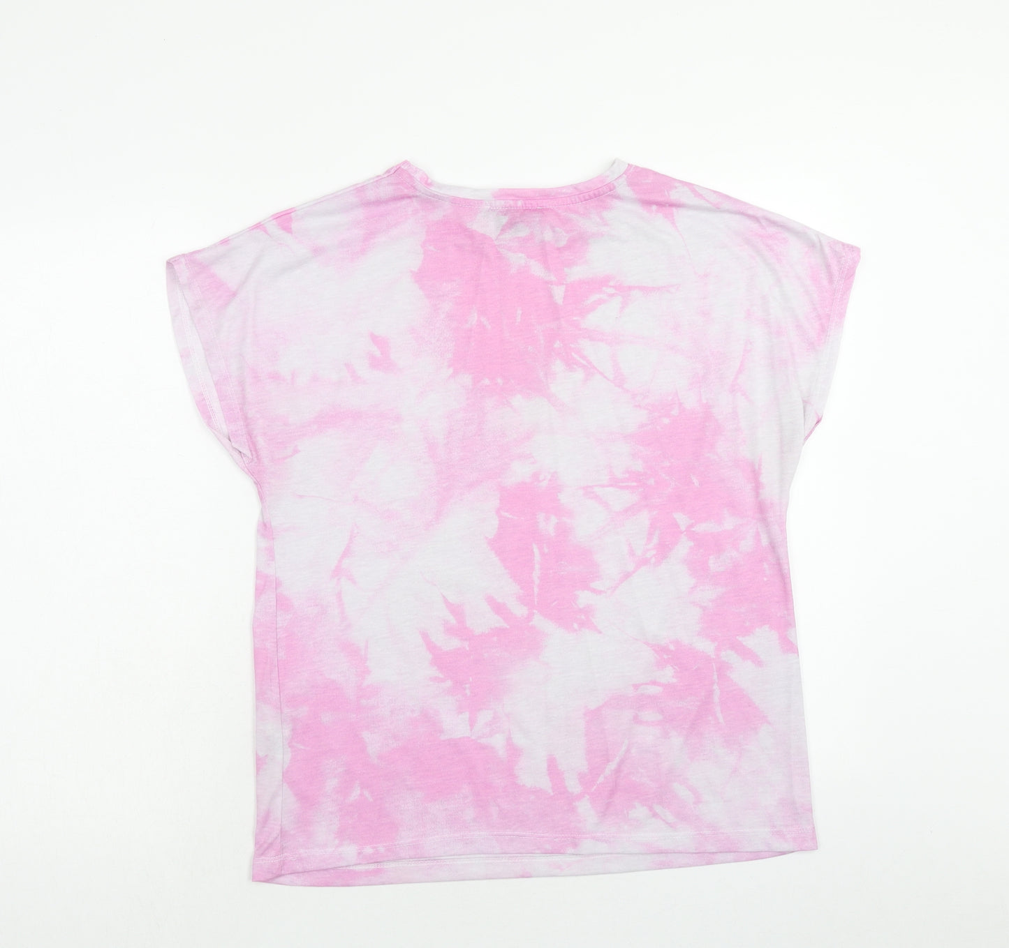 Atmosphere Womens Pink Geometric Polyester Basic T-Shirt Size 14 Scoop Neck - Tie Dye