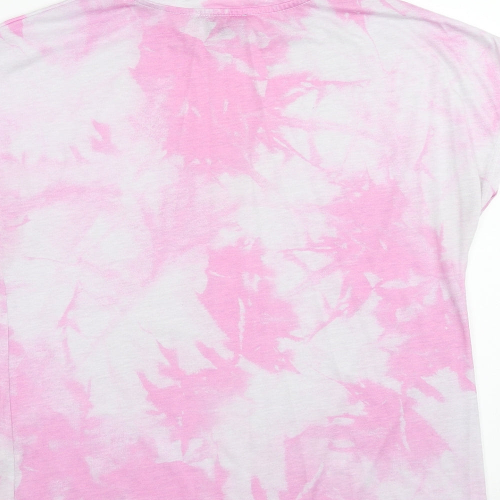 Atmosphere Womens Pink Geometric Polyester Basic T-Shirt Size 14 Scoop Neck - Tie Dye