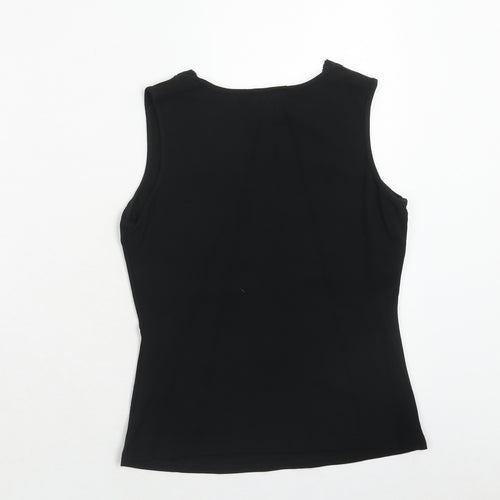 JFW Womens Black Viscose Basic Tank Size 10 V-Neck - Lace Neck Trim