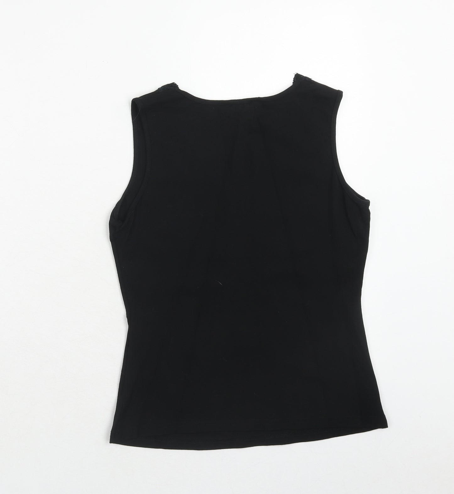 JFW Womens Black Viscose Basic Tank Size 10 V-Neck - Lace Neck Trim