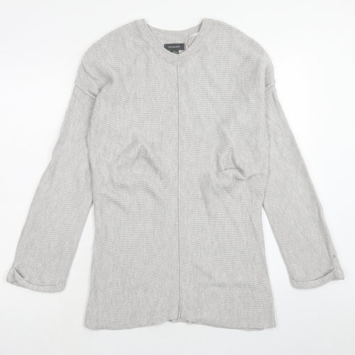 Primark Womens Grey V-Neck Cotton Pullover Jumper Size M - Size 10-12