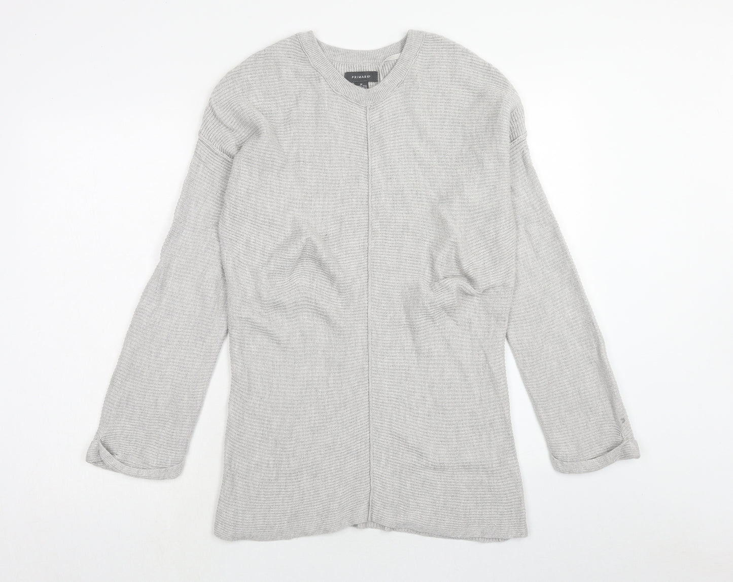 Primark Womens Grey V-Neck Cotton Pullover Jumper Size M - Size 10-12
