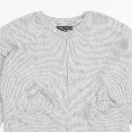 Primark Womens Grey V-Neck Cotton Pullover Jumper Size M - Size 10-12