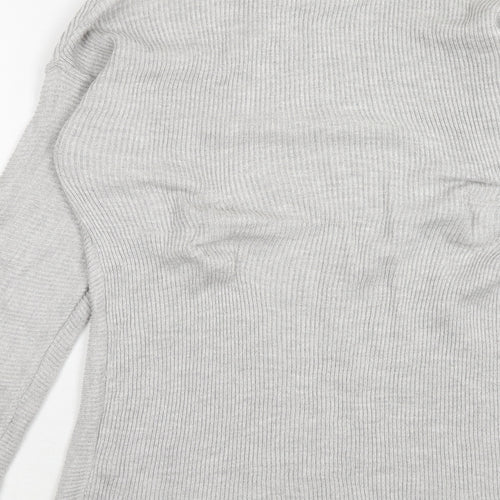 Primark Womens Grey V-Neck Cotton Pullover Jumper Size M - Size 10-12
