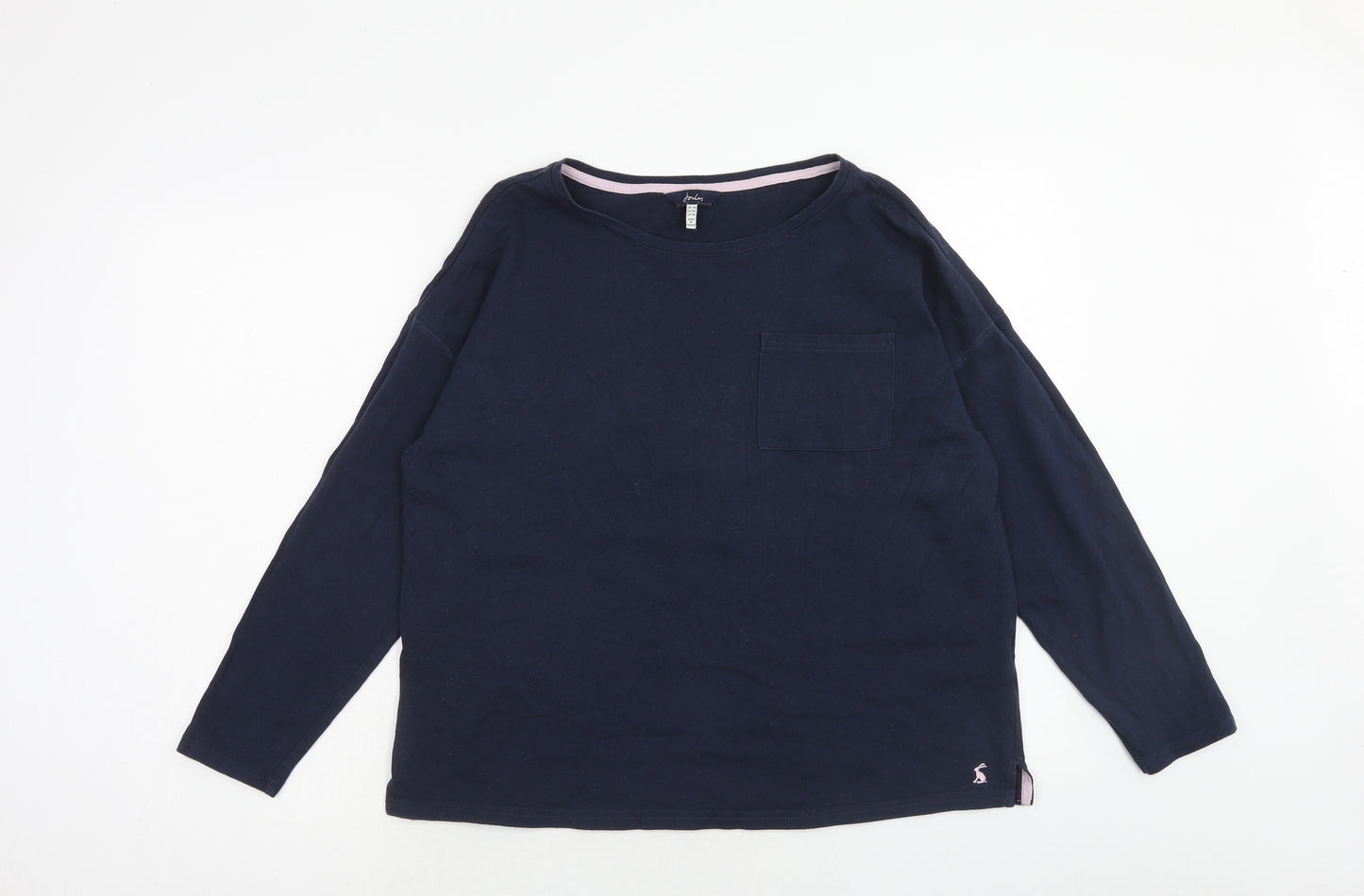 Joules Womens Blue Cotton Basic Blouse Size 14 Boat Neck