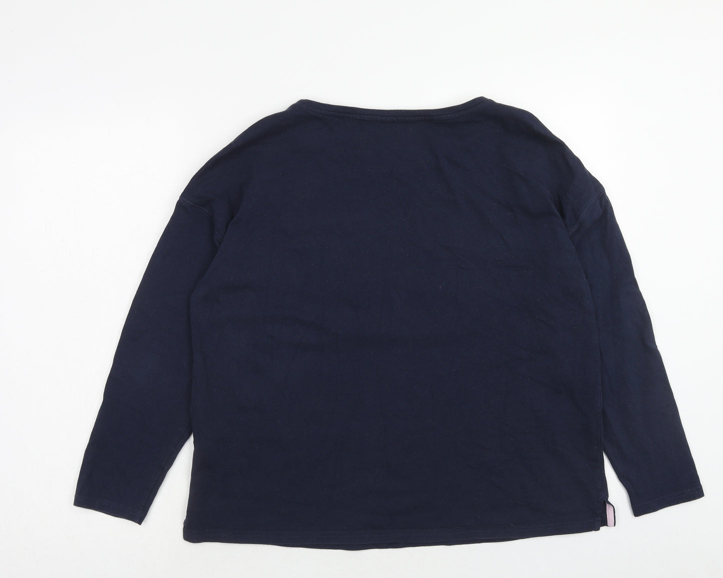 Joules Womens Blue Cotton Basic Blouse Size 14 Boat Neck