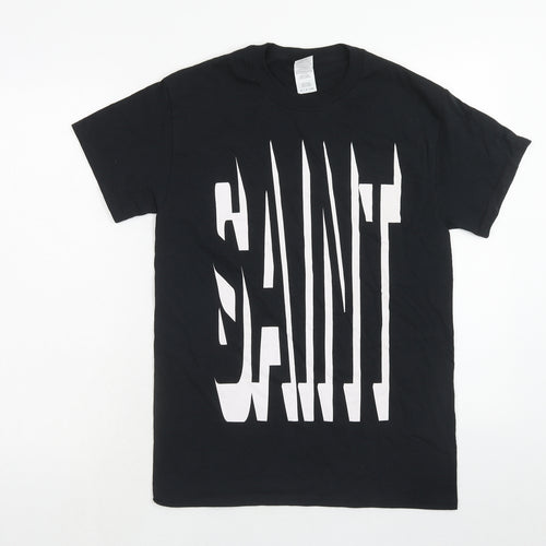 Gildan Mens Black Cotton T-Shirt Size S Round Neck - Saint