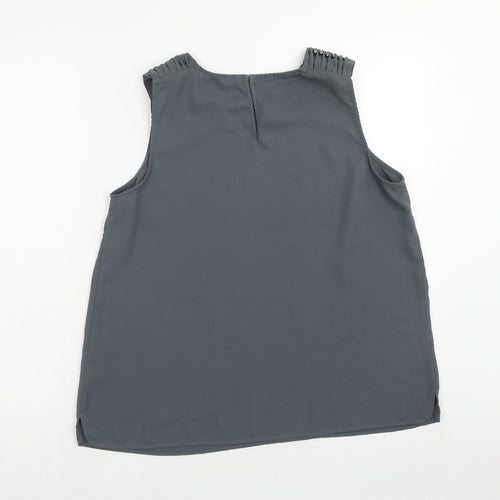 TU Womens Grey Polyester Basic Tank Size 8 Scoop Neck