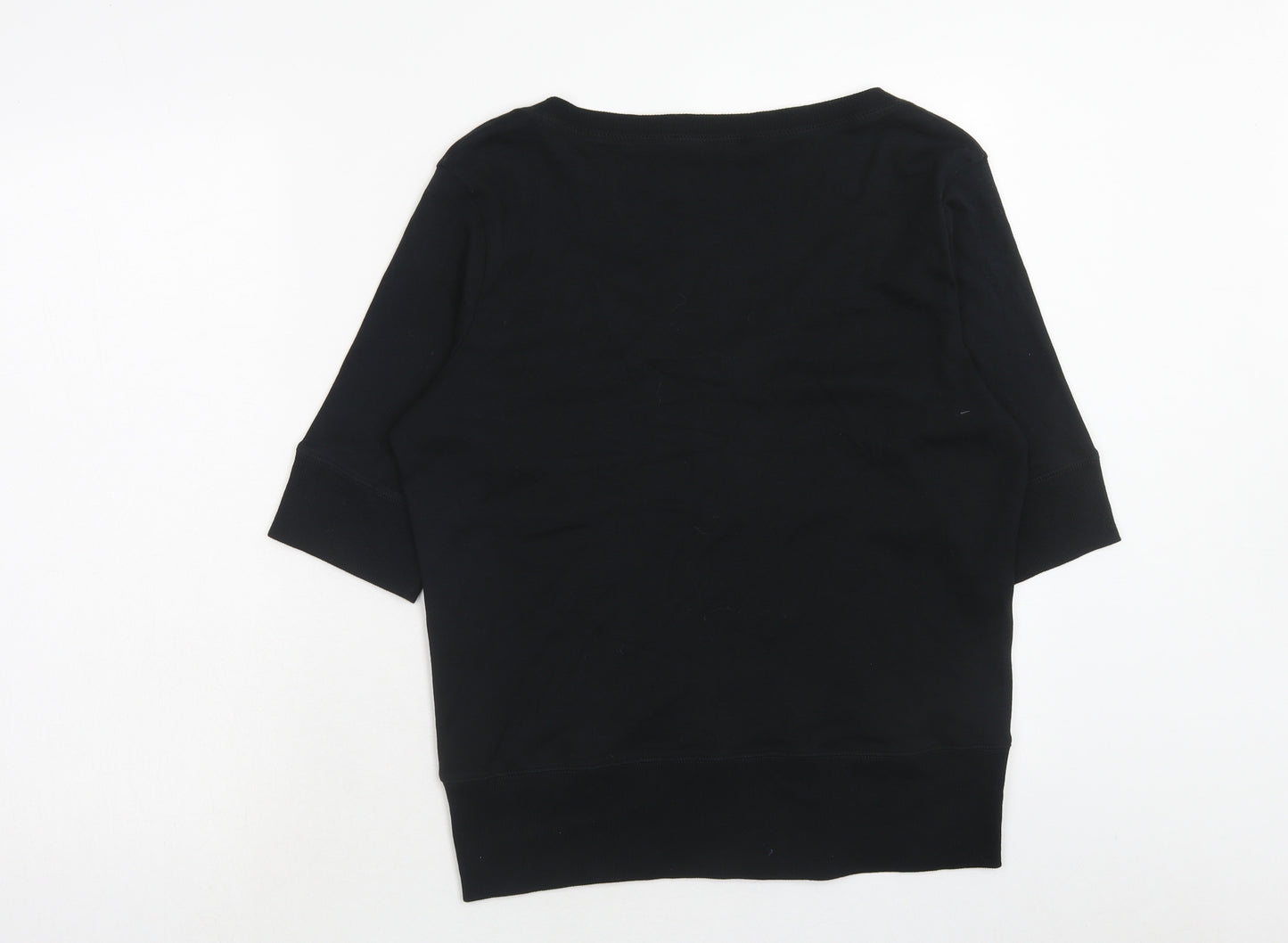 Marks and Spencer Womens Black Scoop Neck Cotton Cardigan Jumper Size 18