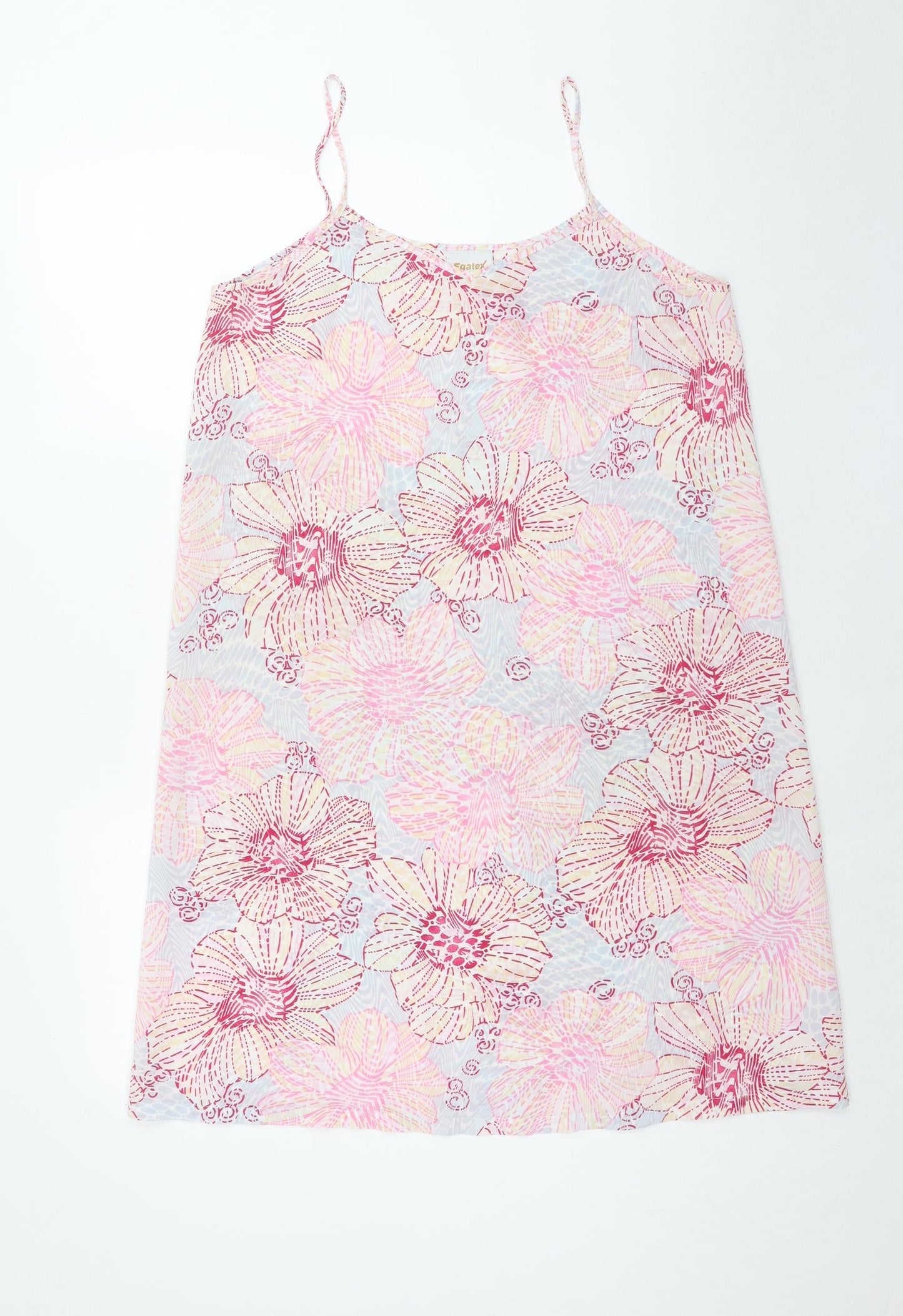 Egatex Womens Pink Floral Polyester Slip Dress Size M V-Neck Pullover