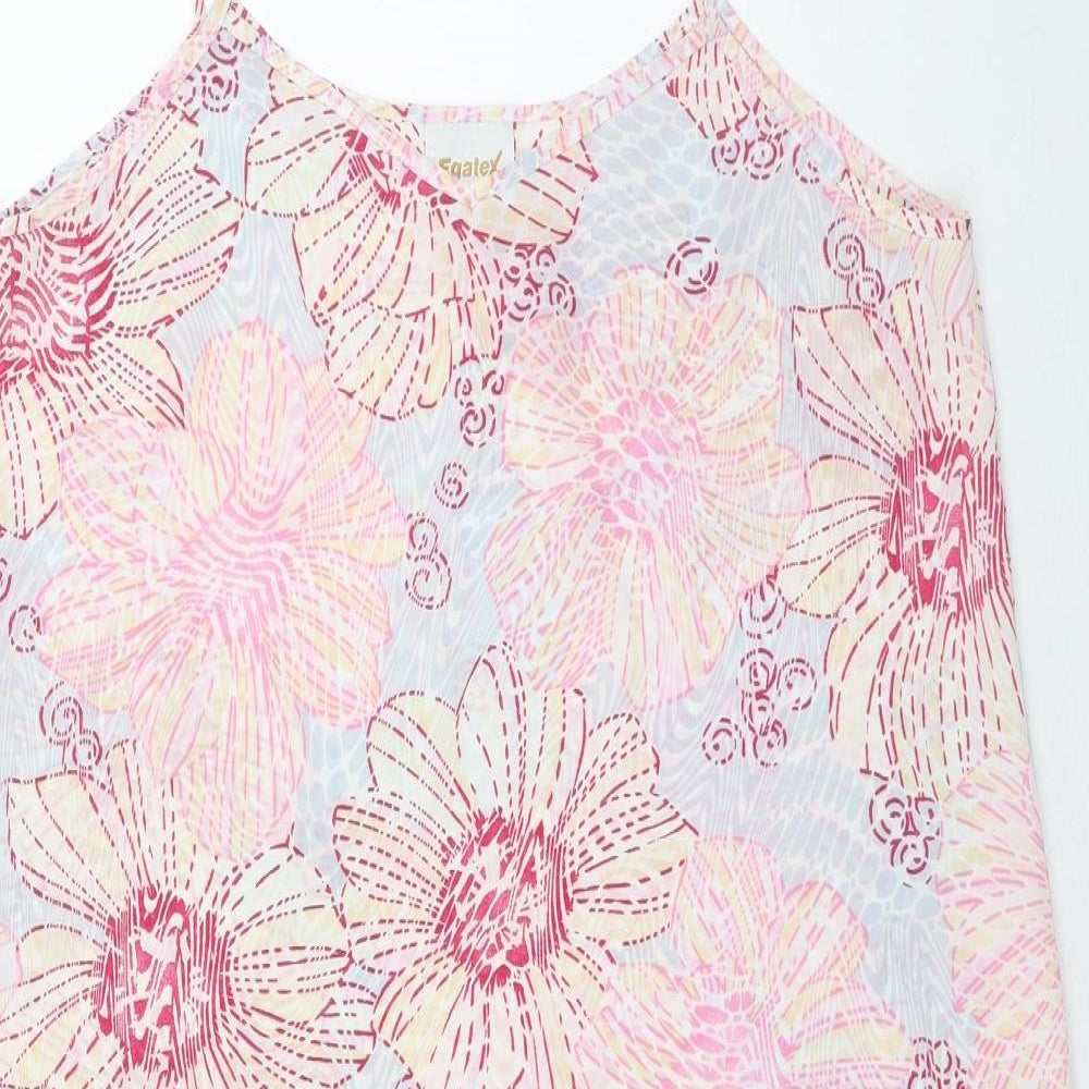 Egatex Womens Pink Floral Polyester Slip Dress Size M V-Neck Pullover