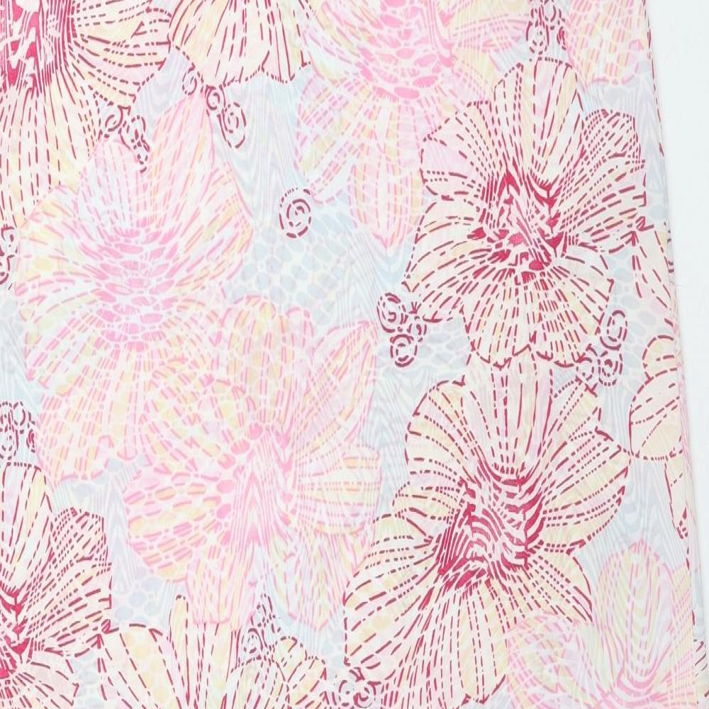 Egatex Womens Pink Floral Polyester Slip Dress Size M V-Neck Pullover