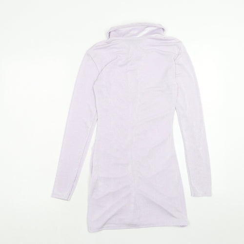 Missguided Womens Purple Polyester Bodycon Size 4 Collared Button