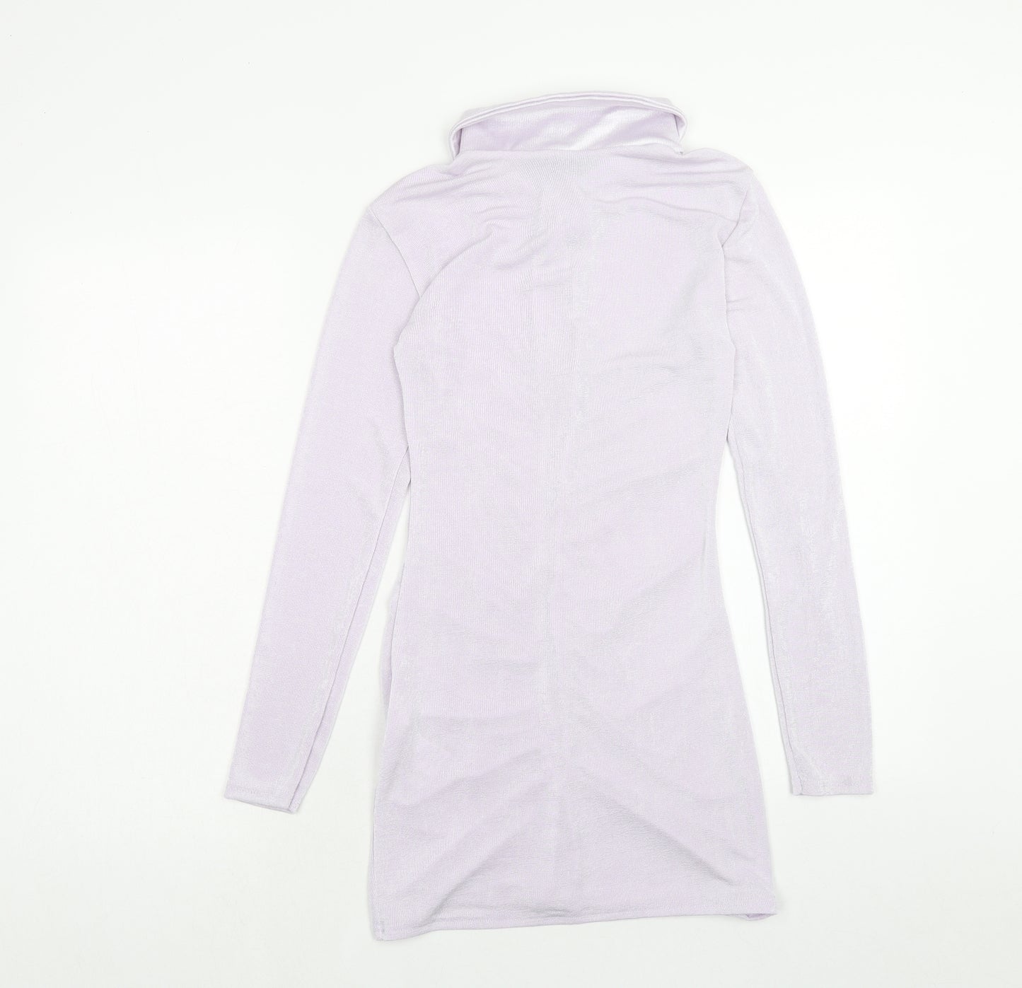 Missguided Womens Purple Polyester Bodycon Size 4 Collared Button