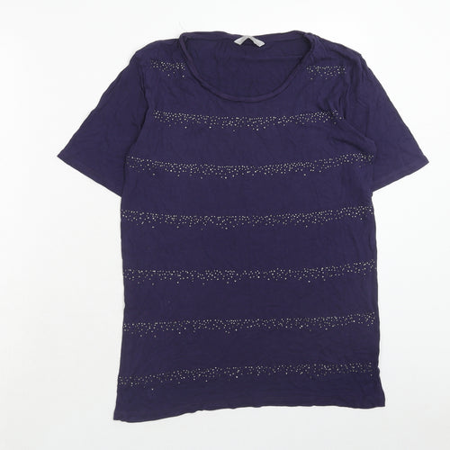 TU Womens Purple Viscose Basic T-Shirt Size 12 Round Neck