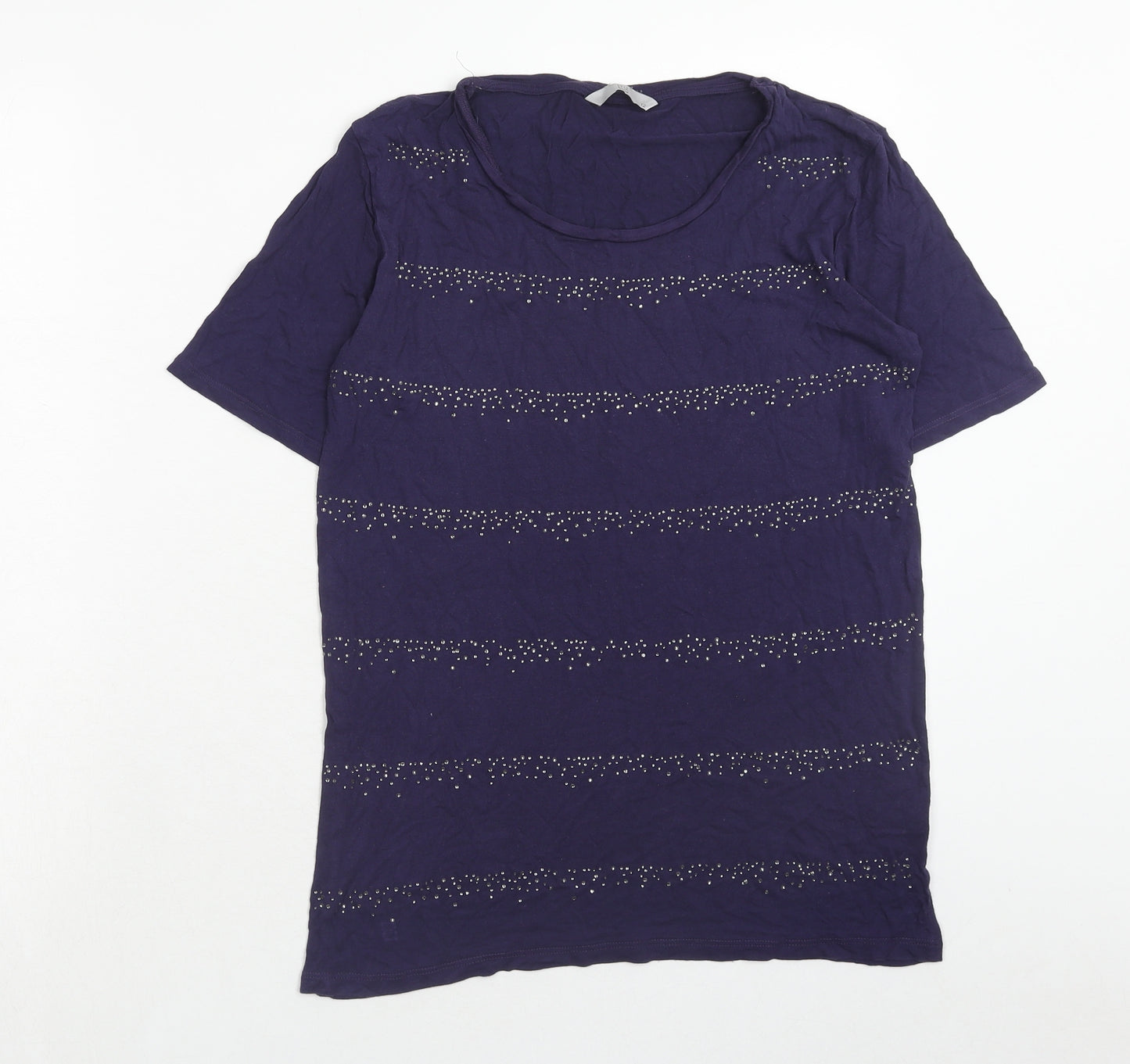 TU Womens Purple Viscose Basic T-Shirt Size 12 Round Neck