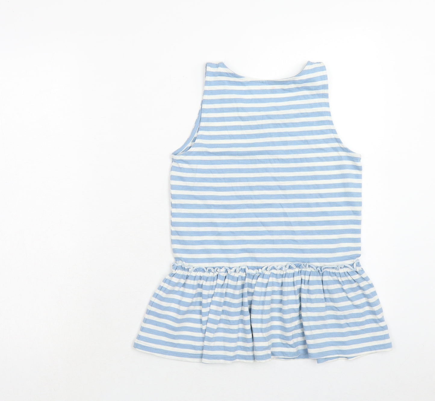 TU Girls Blue Striped Cotton Pullover Tank Size 12 Years Boat Neck Pullover