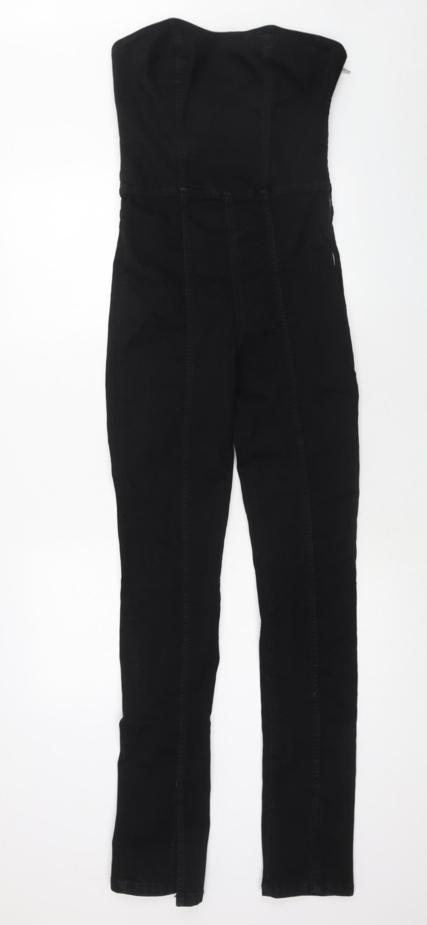 Zara Womens Black Cotton Jumpsuit One-Piece Size M L34 in Zip