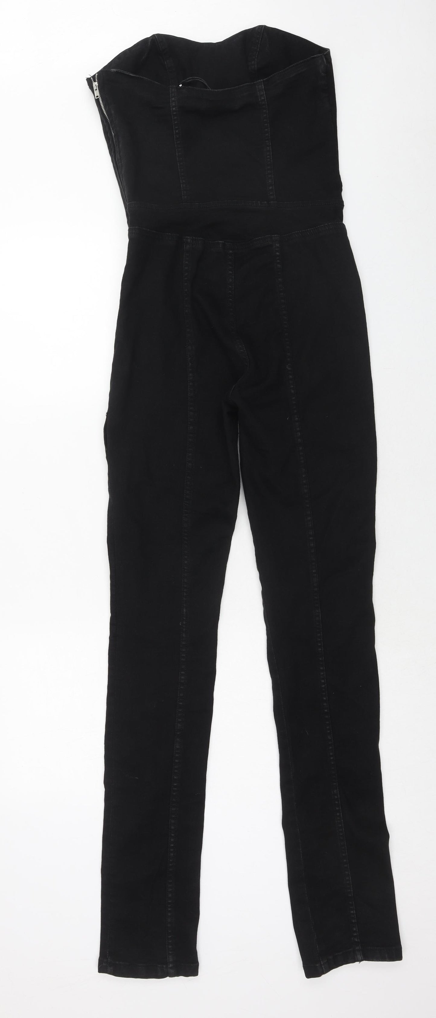 Zara Womens Black Cotton Jumpsuit One-Piece Size M L34 in Zip