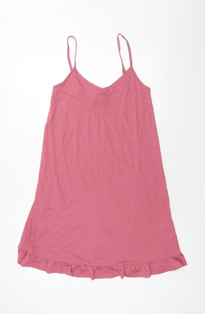 Marks and Spencer Womens Pink Cotton Tank Dress Size S V-Neck Pullover