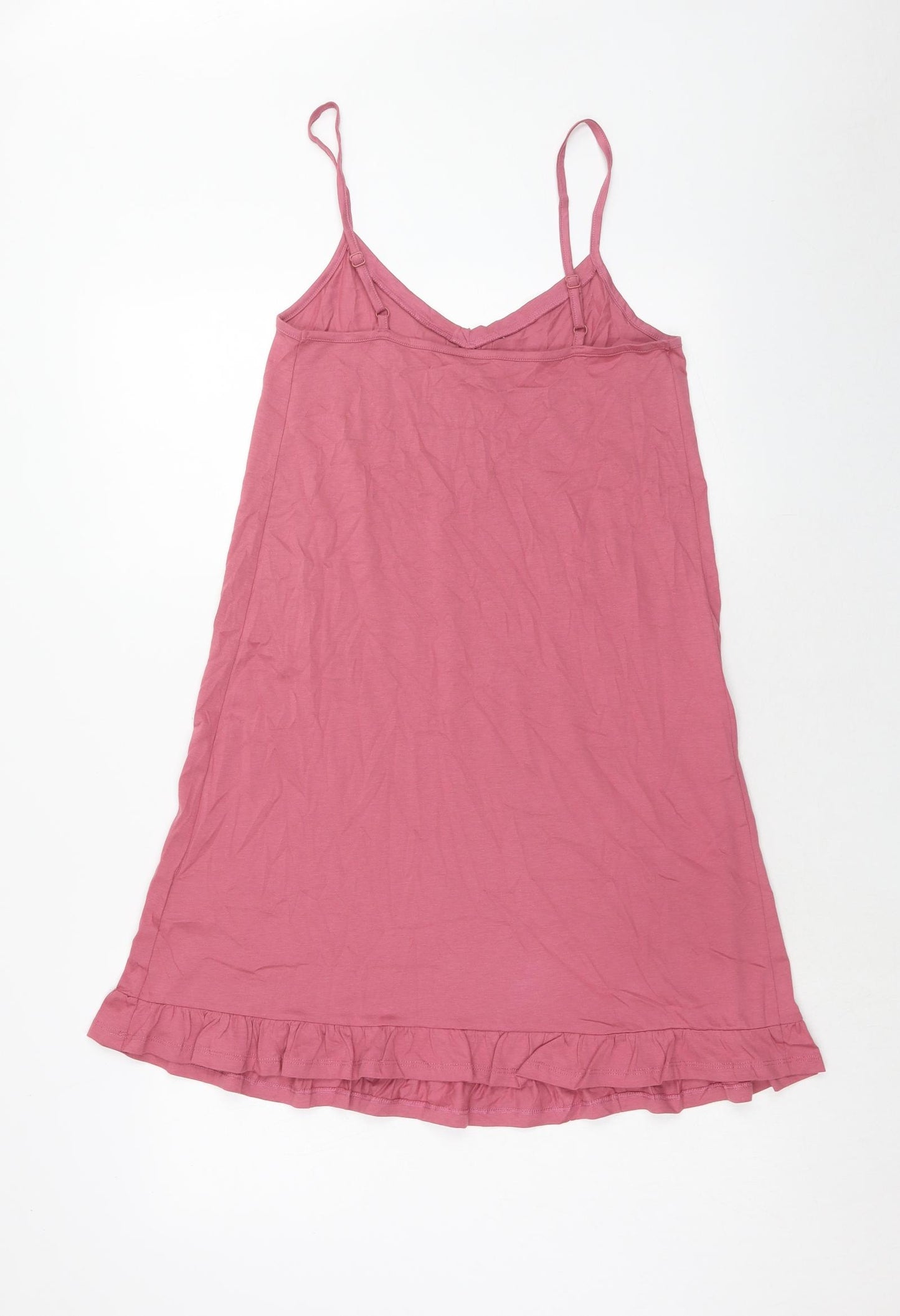 Marks and Spencer Womens Pink Cotton Tank Dress Size S V-Neck Pullover