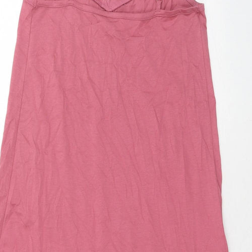 Marks and Spencer Womens Pink Cotton Tank Dress Size S V-Neck Pullover