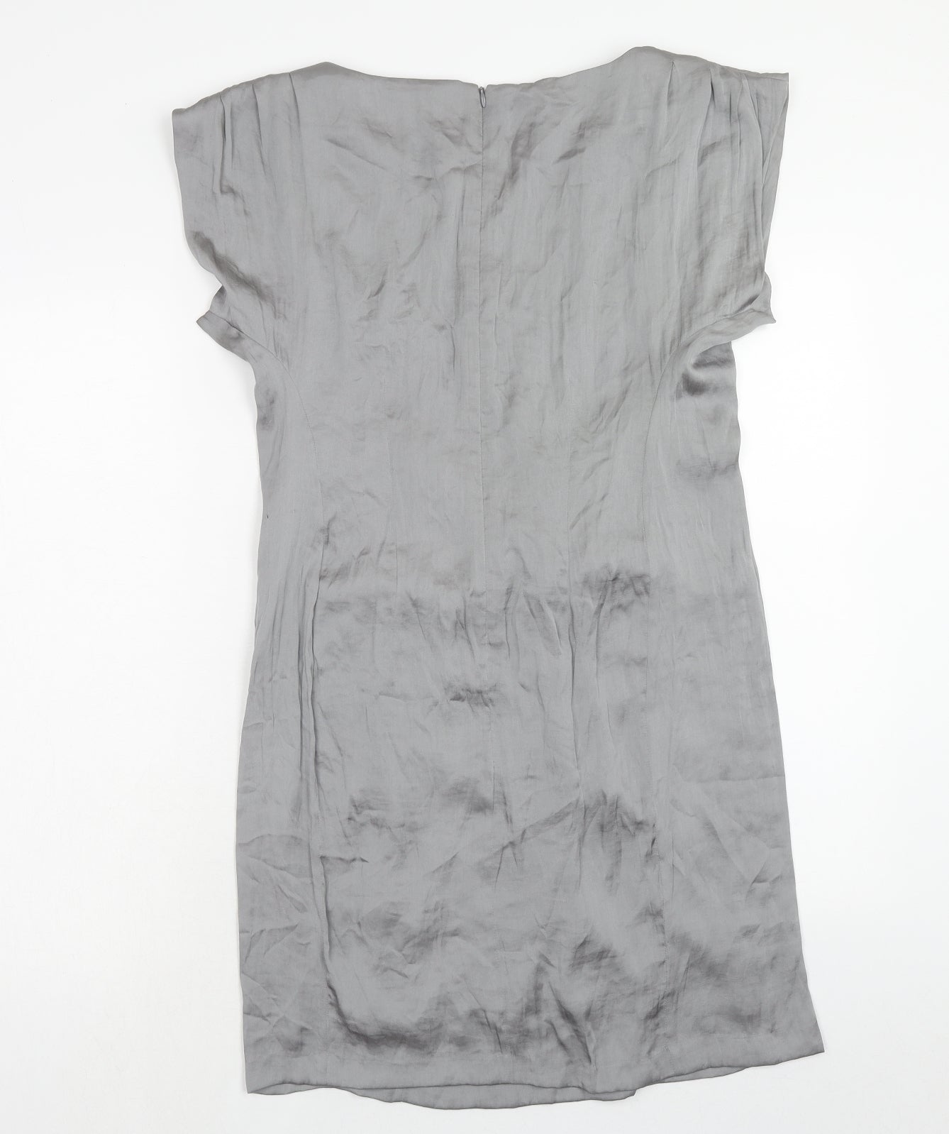 Jigsaw Womens Grey Polyester Shift Size 10 Round Neck Zip