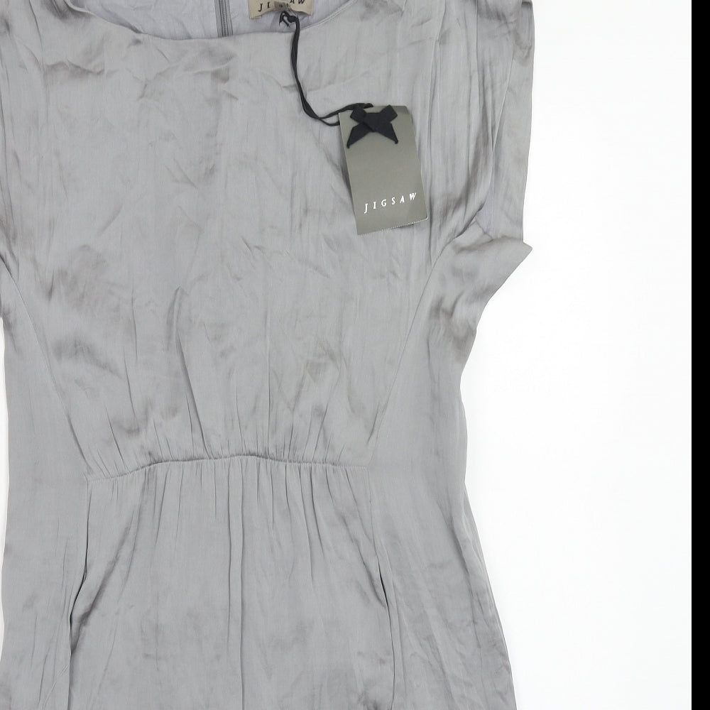 Jigsaw Womens Grey Polyester Shift Size 10 Round Neck Zip