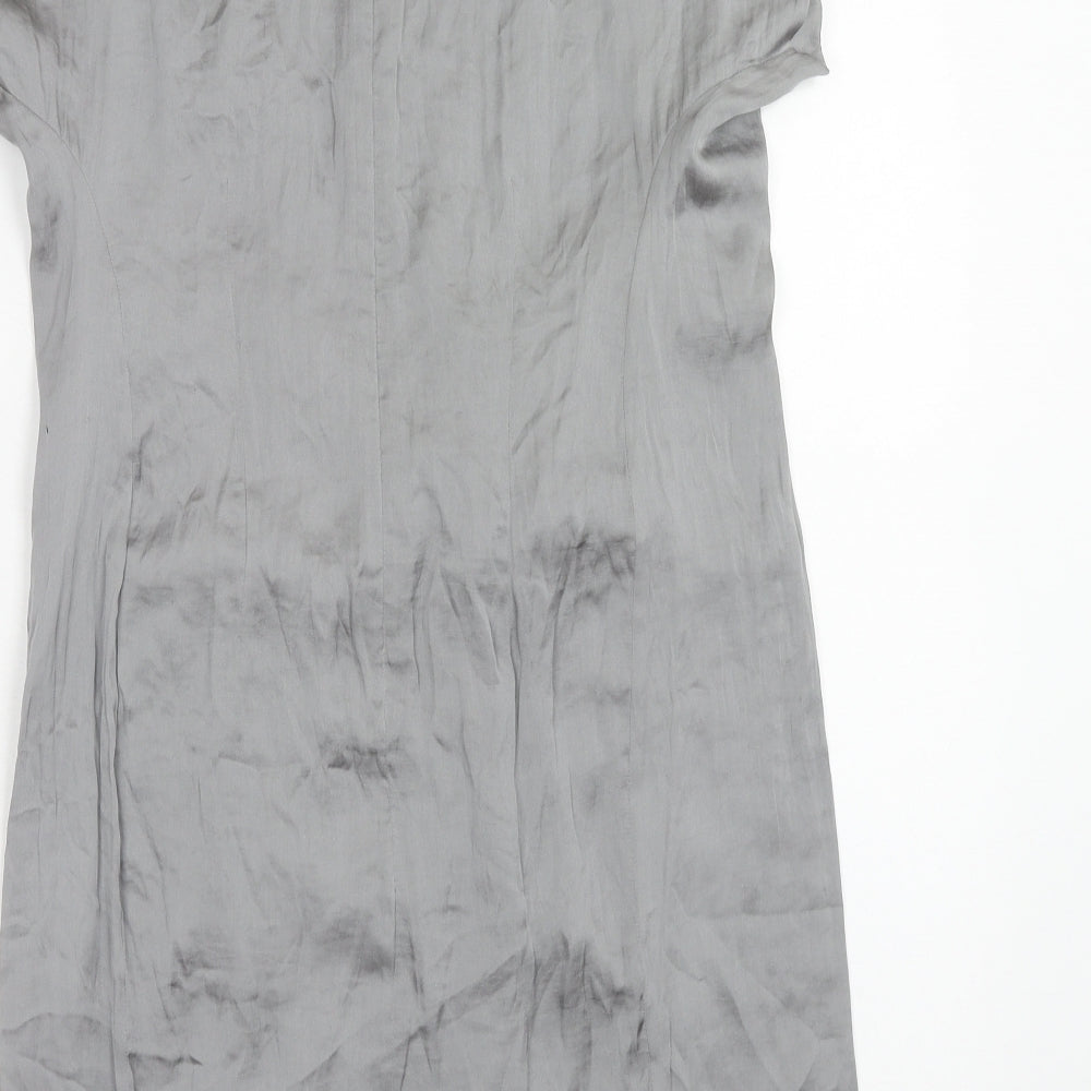 Jigsaw Womens Grey Polyester Shift Size 10 Round Neck Zip
