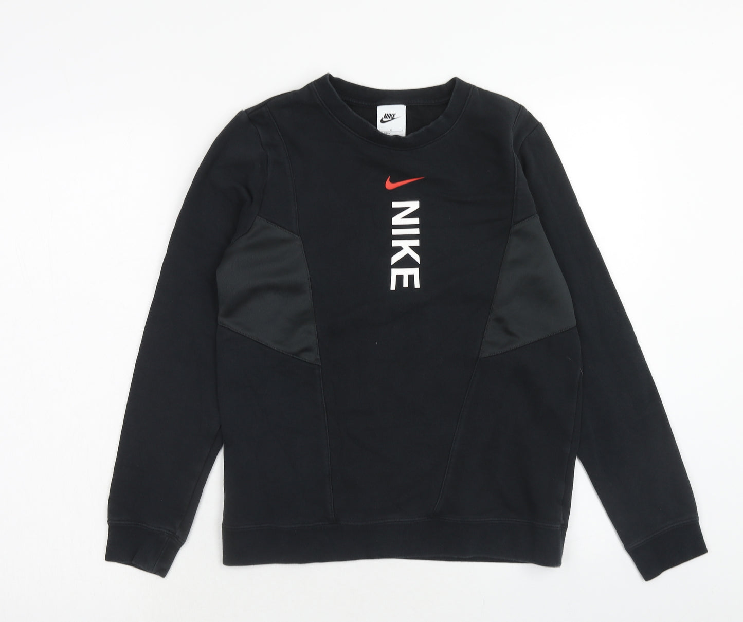 Nike Boys Black Cotton Pullover Sweatshirt Size 11-12 Years Pullover