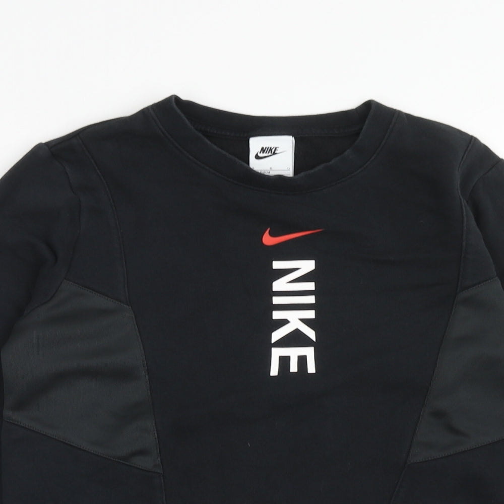 Nike Boys Black Cotton Pullover Sweatshirt Size 11-12 Years Pullover