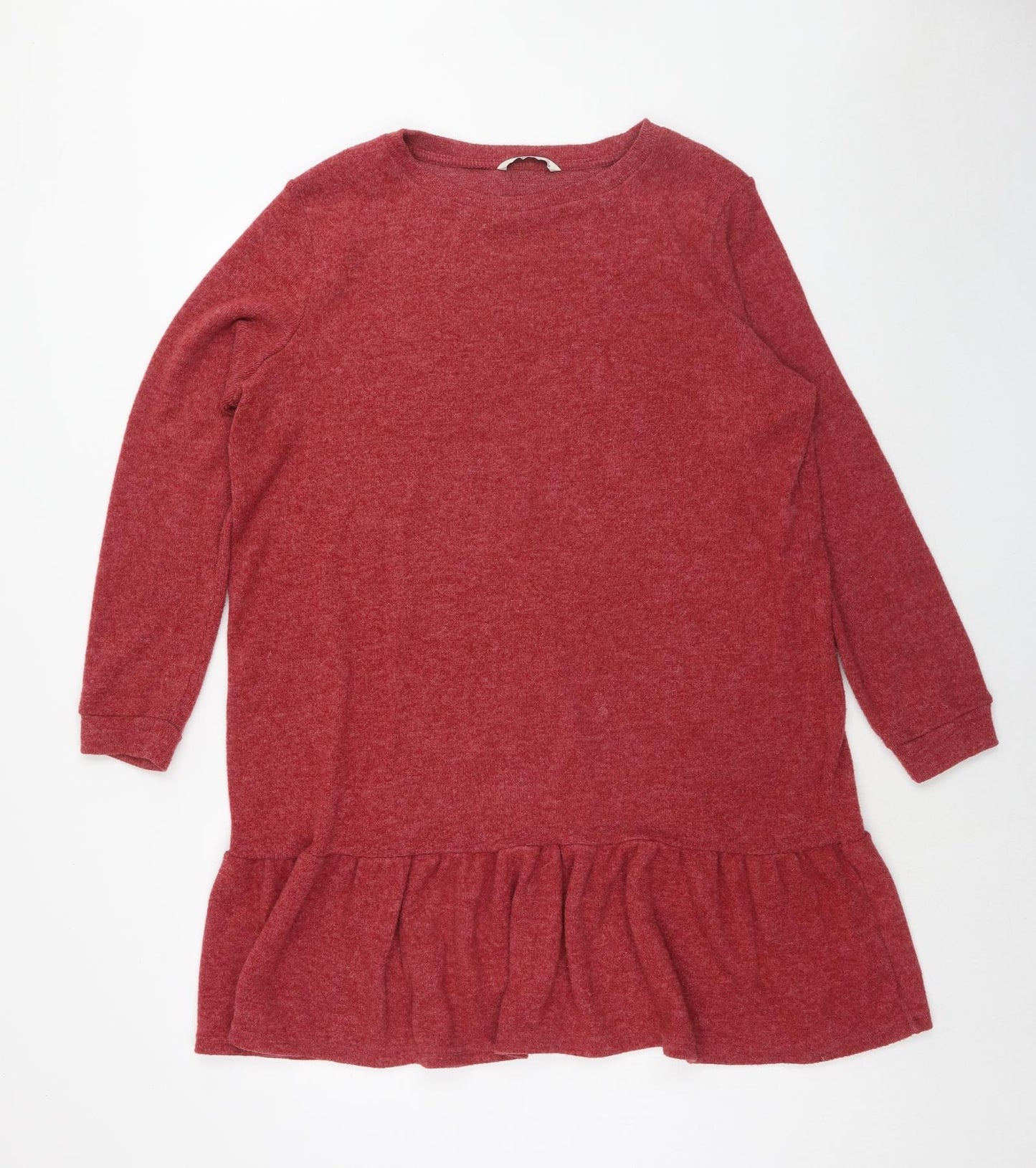 TU Womens Red Polyester Jumper Dress Size 16 Round Neck Pullover
