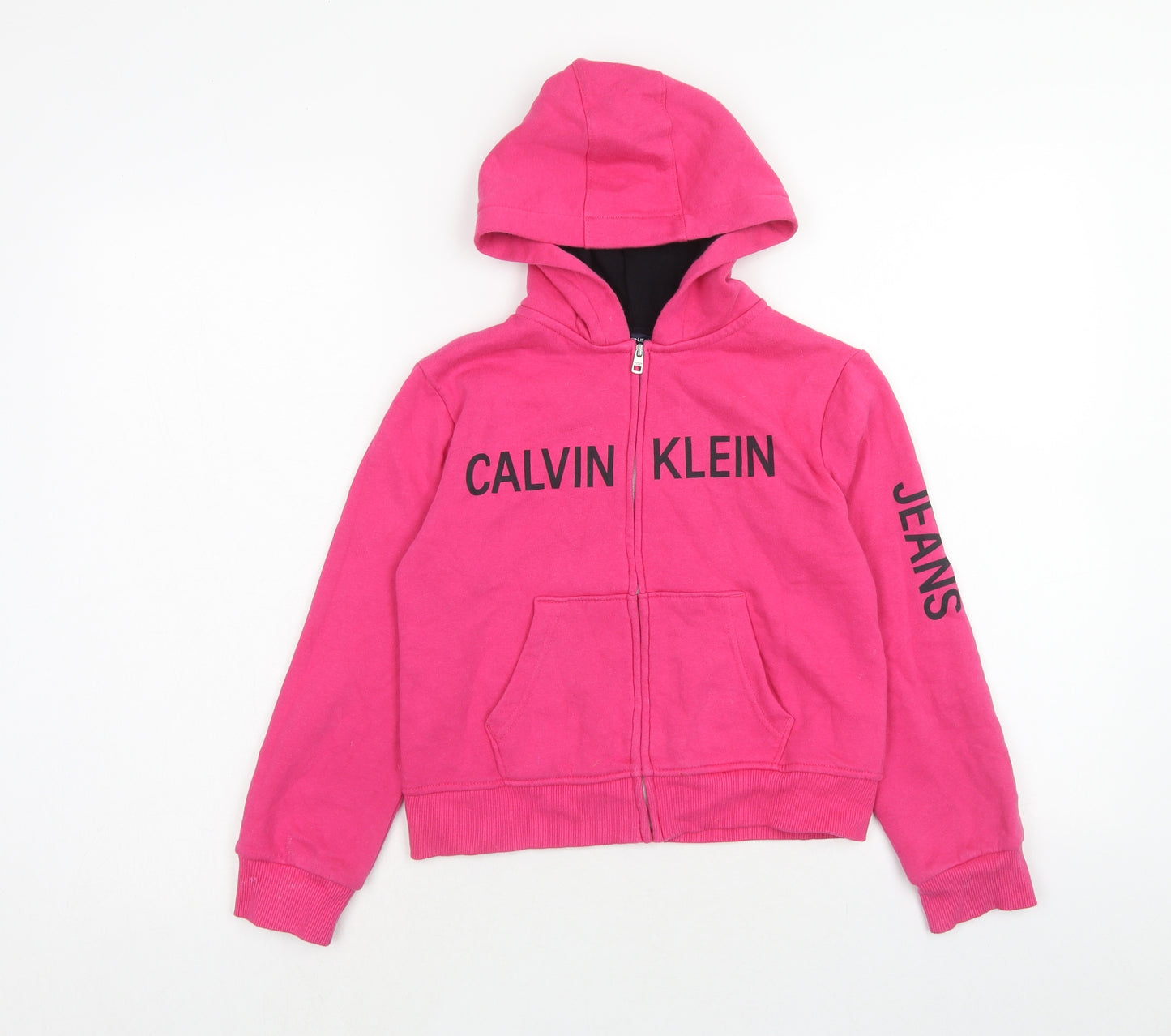 Calvin Klein Girls Pink Cotton Full Zip Hoodie Size 8 Years Zip - Size 8-10 Years