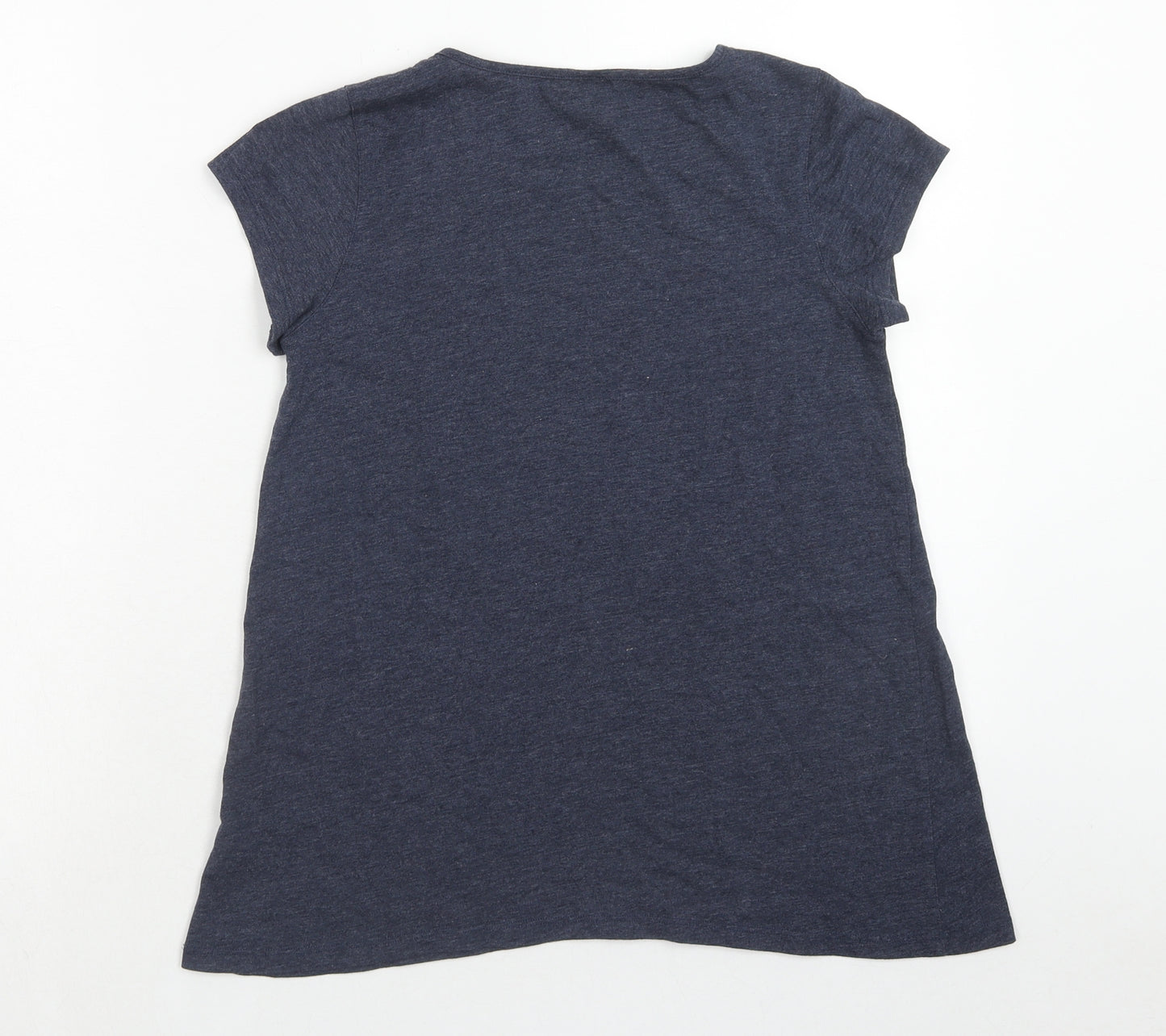 TU Girls Blue Cotton Pullover T-Shirt Size 14 Years Boat Neck Pullover - Butterfly