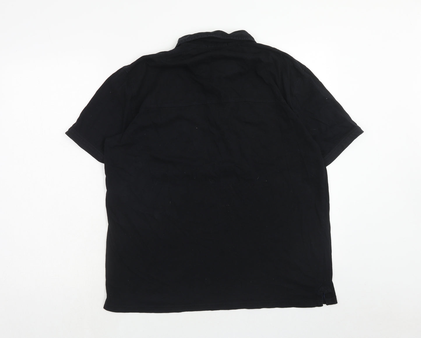 George Mens Black Cotton Polo Size L Collared Button
