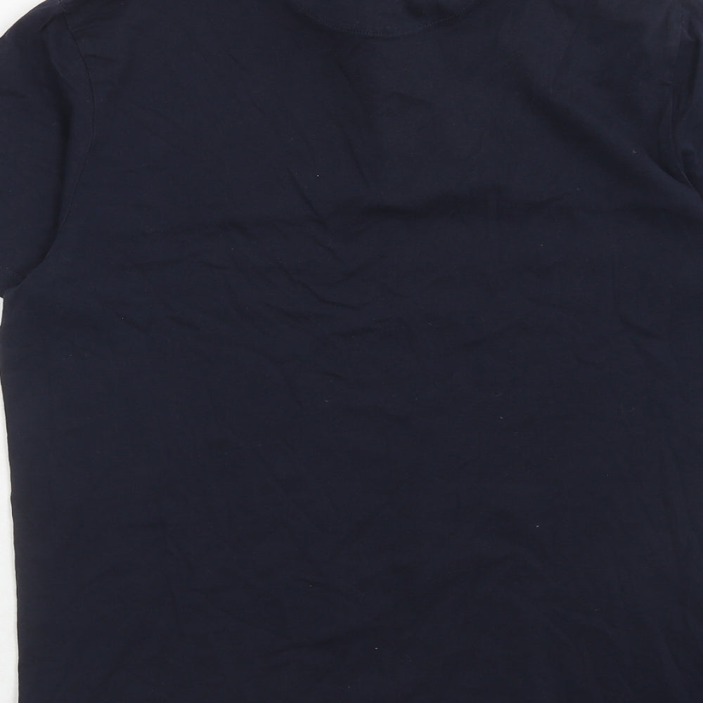 George Mens Blue Cotton Polo Size L Collared Button