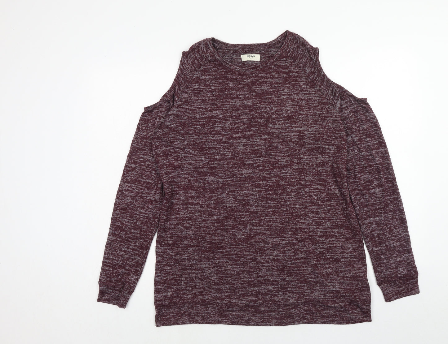 Papaya Womens Purple Scoop Neck Polyester Pullover Jumper Size 18 - Cold Shoulder