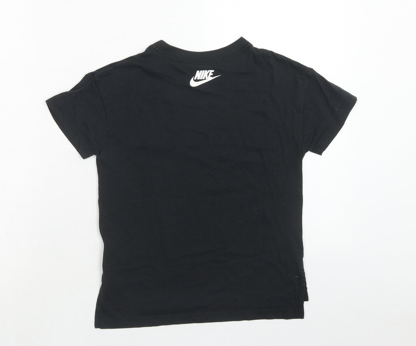 Nike Boys Black Cotton Basic T-Shirt Size 12-13 Years Round Neck Pullover - Just Do It