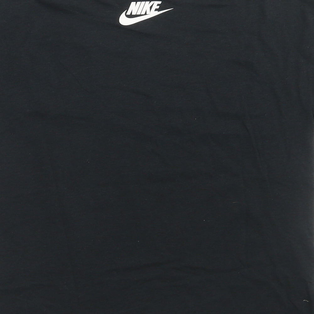 Nike Boys Black Cotton Basic T-Shirt Size 12-13 Years Round Neck Pullover - Just Do It