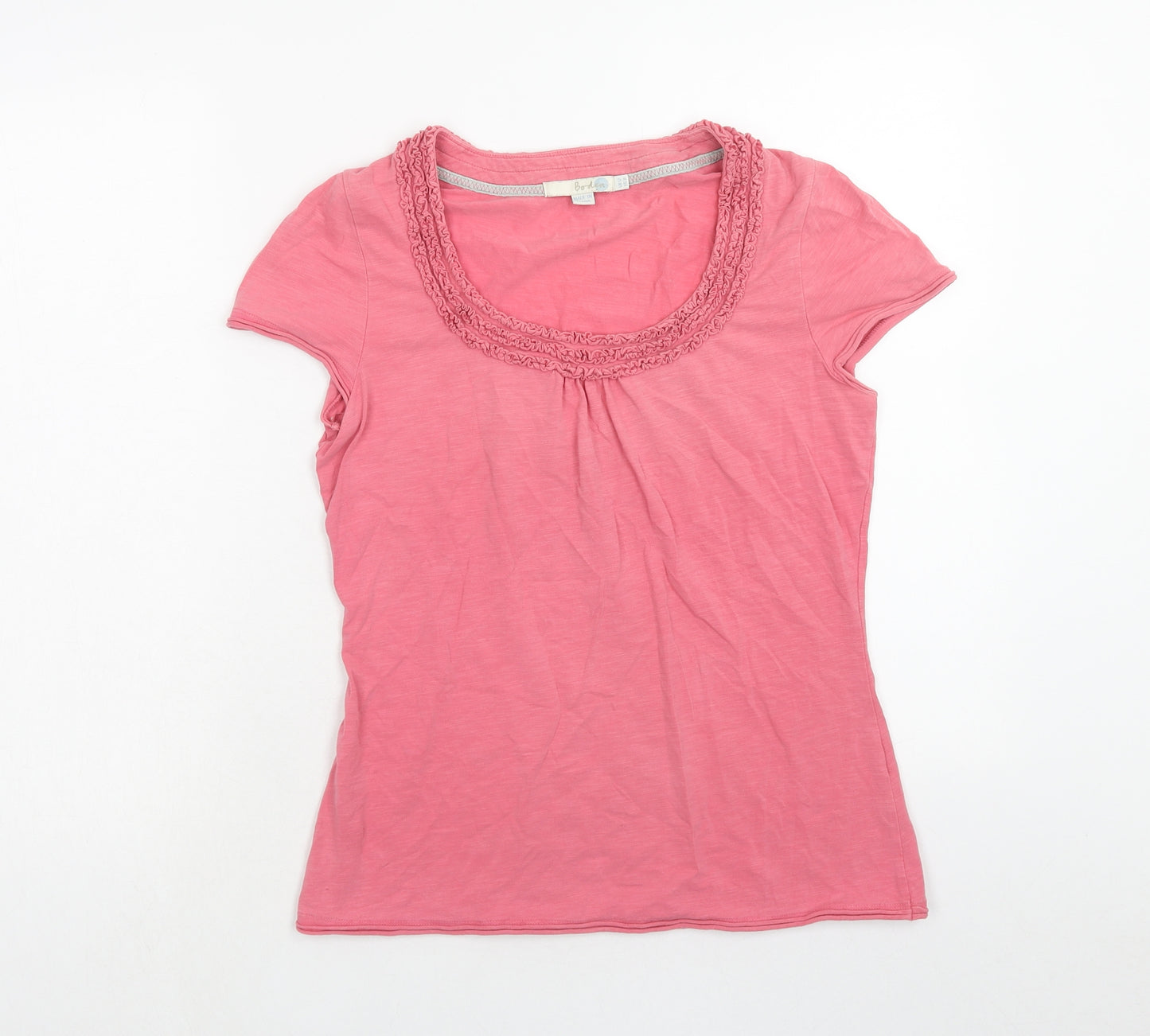 Boden Womens Pink Cotton Basic T-Shirt Size 12 Scoop Neck