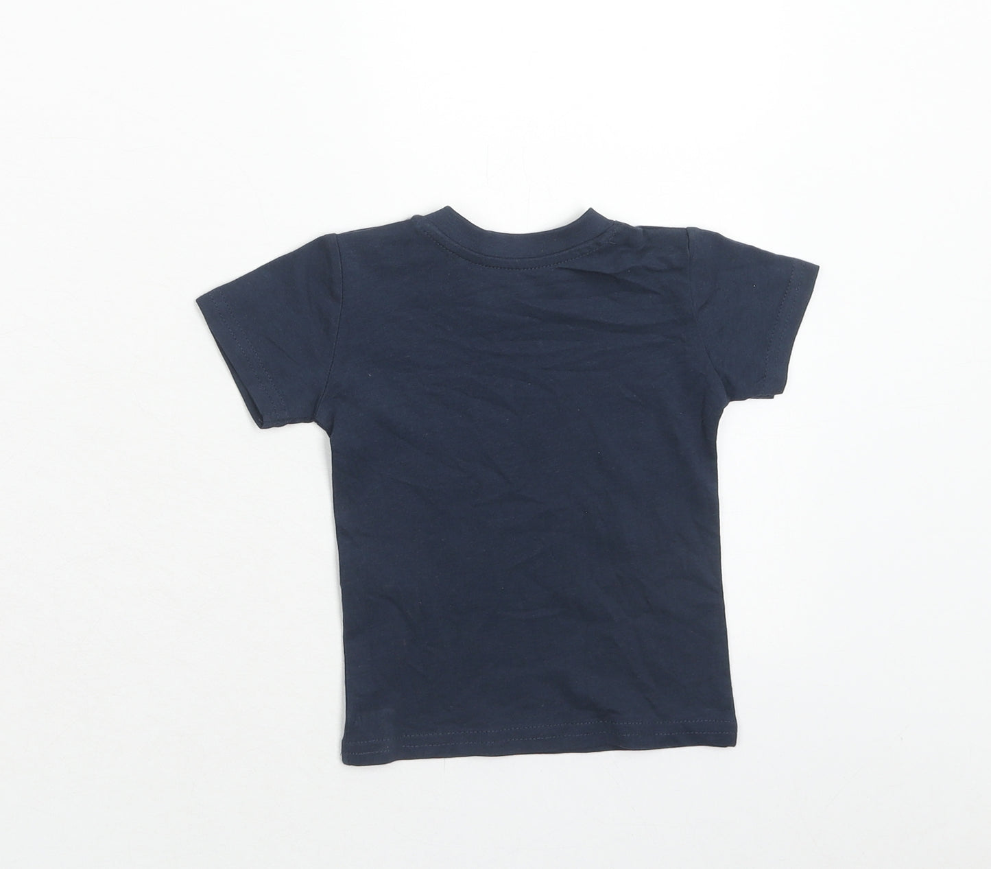 Primark Boys Blue Cotton Basic T-Shirt Size 6-9 Months Round Neck Button - Be You