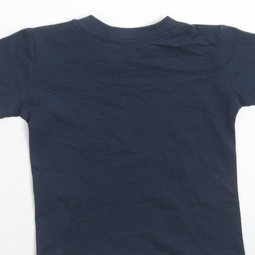 Primark Boys Blue Cotton Basic T-Shirt Size 6-9 Months Round Neck Button - Be You