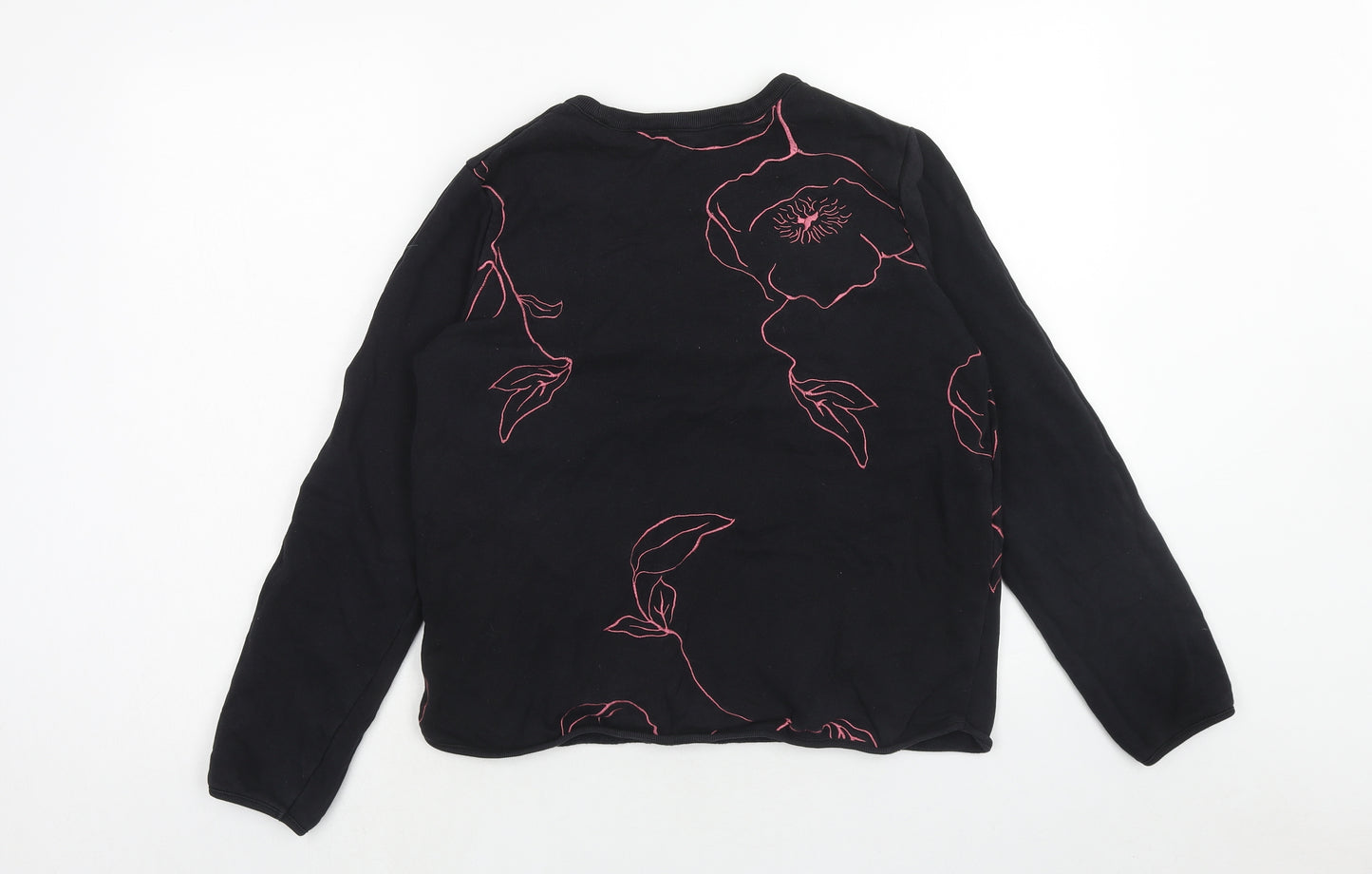 Jigsaw Womens Black Floral Cotton Pullover Sweatshirt Size M Pullover