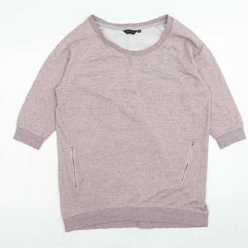 New Look Womens Pink Cotton Pullover Sweatshirt Size S Zip