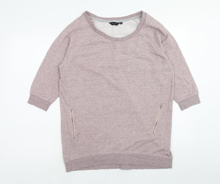 New Look Womens Pink Cotton Pullover Sweatshirt Size S Zip