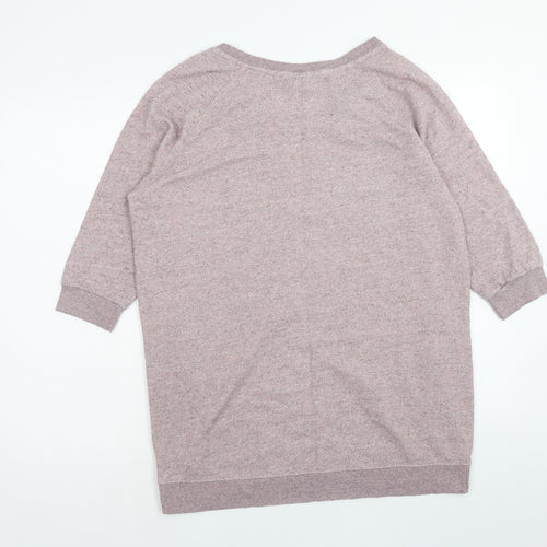 New Look Womens Pink Cotton Pullover Sweatshirt Size S Zip