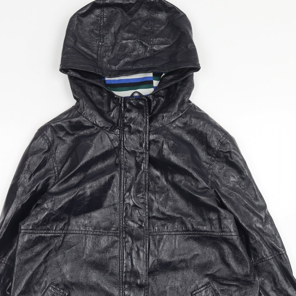 NEXT Womens Black Rain Coat Coat Size 12 Zip - Faux Leather Style